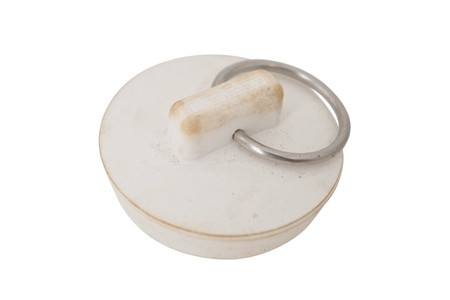 Rubber sink stopper isolated against a white background, with clipping pathsの写真素材