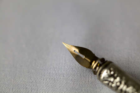 Photo closeup Pen. Fountain pen closeup on white.の写真素材