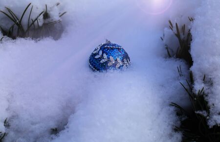 Pine-tree decorated with Christmas toy. Happy New Year. Winter. Mary Christmas. Glass ball and decorations on Christmas tree
の写真素材
