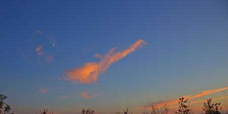The vast blue sky and red clouds. Blue sky panorama. 