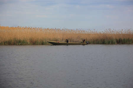 Fishing in the delta of the Volga. Astrakhan region. Russia.の写真素材
