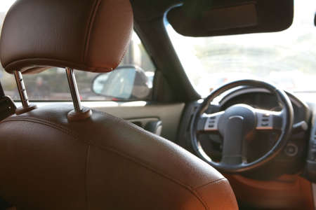 Transport, Interior of the Car with Leather Easy-chairの写真素材