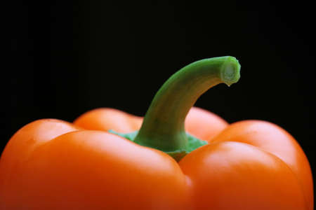macro, orange bell bulgarian pepper, paprikaの写真素材
