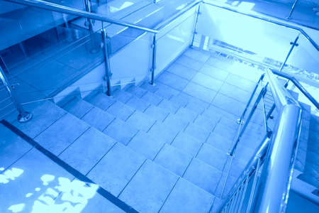 abstraction, flight of steps in blue tonalityの写真素材