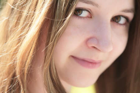 close-up portrait of the  green-eyed girl