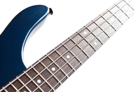 fragment of the dark blue electric guitar isolated on over white
