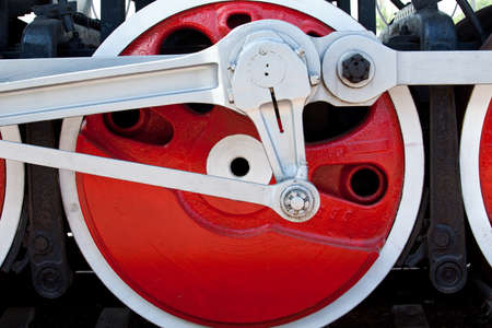 old engine wheel in redの写真素材