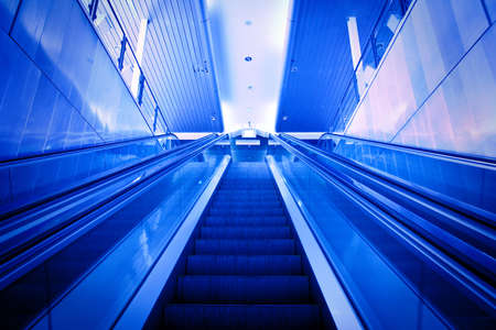 blue escalator up to the ceilingのeditorial素材