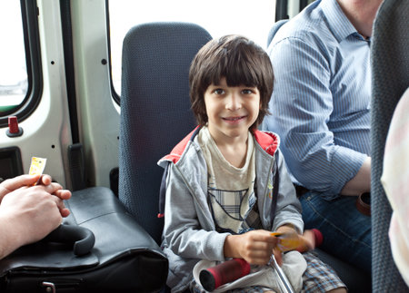 boy in a public transport