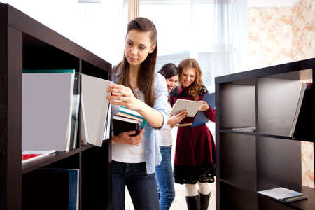 Group of students in a libraryの写真素材