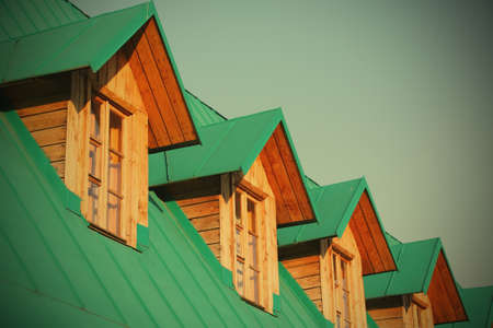 Architecture, Fragment of Green Mansard of Buildingの写真素材