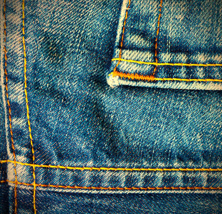 vintage blue denim with seams, part of. の写真素材