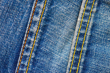 two stitches on jeans, close-up