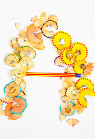 Photo of Letter A from colored shavingsの写真素材