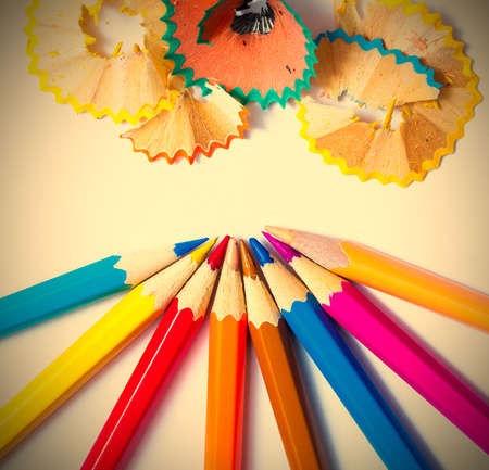 colored flower pencil on white background.