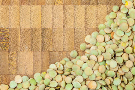 lentil on a cork surface with copy space, close-up