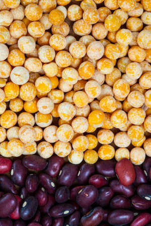 colorful pea and bean - top view