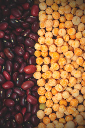 red bean and green pea background, close up.  image filter retro style