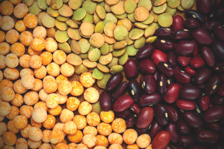 variety of colorful bean, lentil and pea.  image filter retro styleの写真素材
