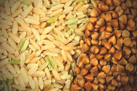 Rice and buckwheat background close up.  image filter retro styleの写真素材