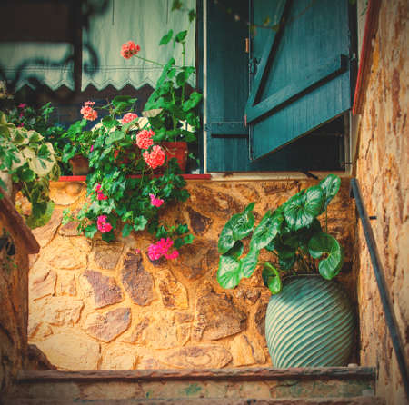 interior patio on the Mediterranean coast.  image styleの写真素材