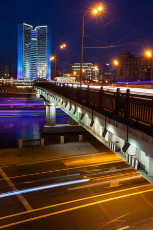 Moscow, Russia, evening landscape with Kalinin ( Novoarbatsky ) bridge across the Moscow-riverの写真素材