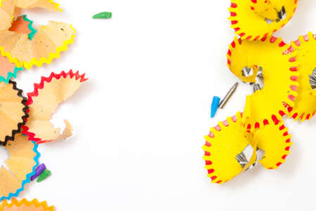 white background with colored shavings. close upの写真素材