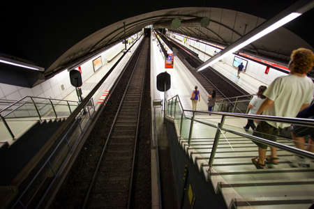 Barcelona, Spain, June 14, 2013: Interior of metro station Glories.のeditorial素材
