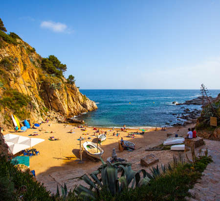 Tossa de Mar, Catalonia, Spain, 06.17.2013, a small beach near Cap de Tossa, editorial use only
