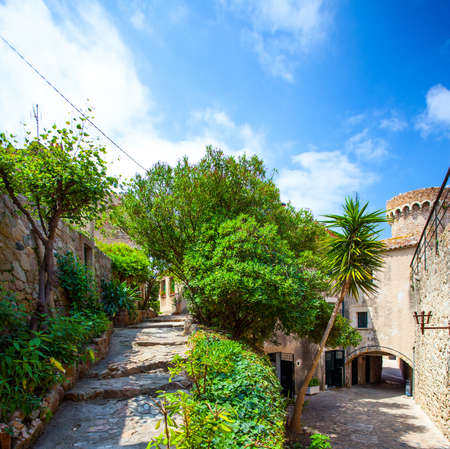 Tossa de Mar, Catalonia, Spain, 23.06.2013, the territory of a medieval fortress Vila Vella, editorial use onlyのeditorial素材