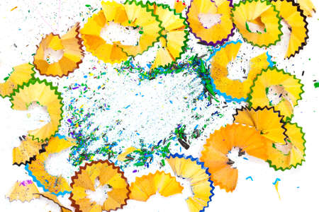 slate dust and pencil shavings on a white background, cover for an album or notepadの写真素材