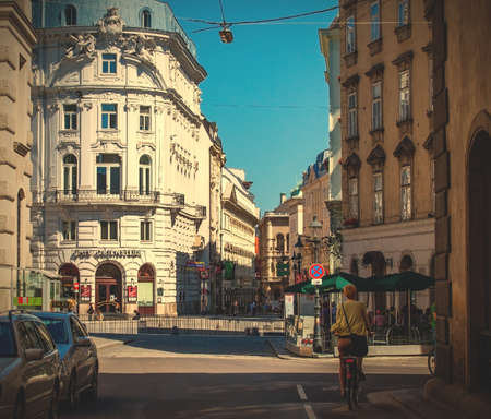 Vienna, Austria, June 12, 2013: Cityscape with  beautiful old buildings. image retro styleのeditorial素材