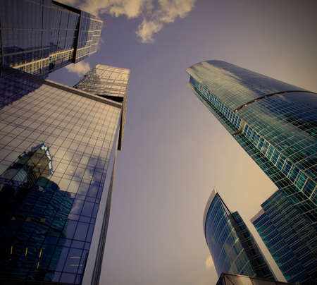 Moscow, Russia, 17.09.2014, Looking up at Moscow's skyscrapers in financial district