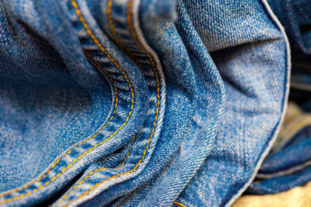 blue jeans double seams, close up