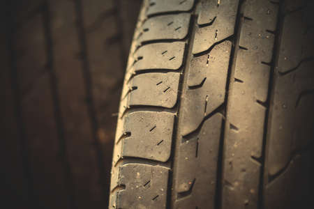 old tires, close up. shallow depth of field. blur. image filter retro style