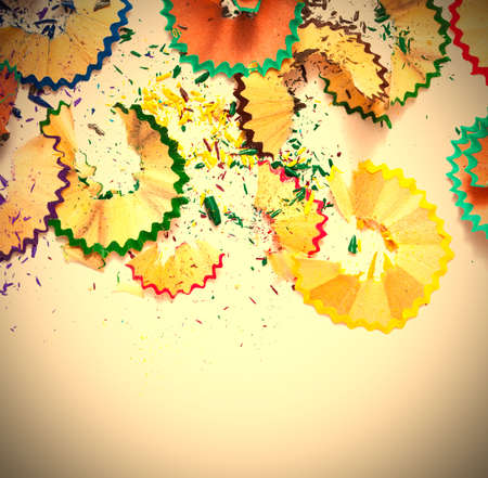 pencil shavings on white background with copy space.の写真素材