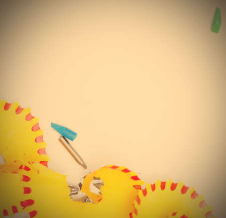 colored shavings on the white background.の写真素材