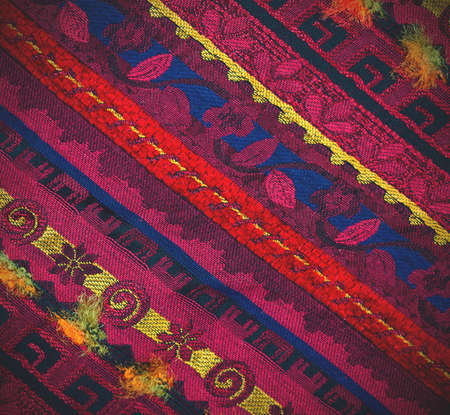 Vintage tape, surface with embroidered patterns. close up, macro.の写真素材