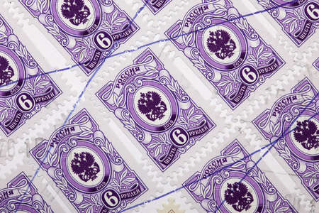 Postage stamps. Russia. Postage marks on envelopes.の写真素材