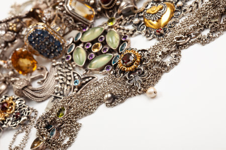 Still life with antique jewelry. find. Purchase. Shallow depth of field, close-up, macro photographyの写真素材