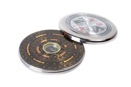 Chinese magnetic compass - Luopan. Isolated on white background.の写真素材