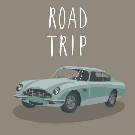 Silver retro car isolated. Vector illustration. Cartoon car