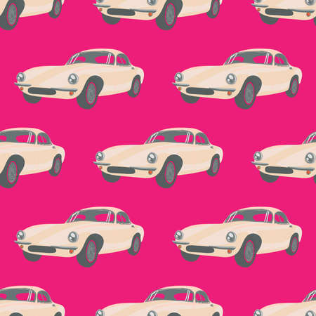 Seamless pattern with retro race car. Vector illustrations.のイラスト素材