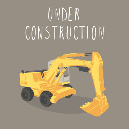 Excavator vector illustration isolated. Under construction. Cartoon car.のイラスト素材