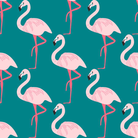 Tropical trendy seamless pattern with pink flamingoのイラスト素材