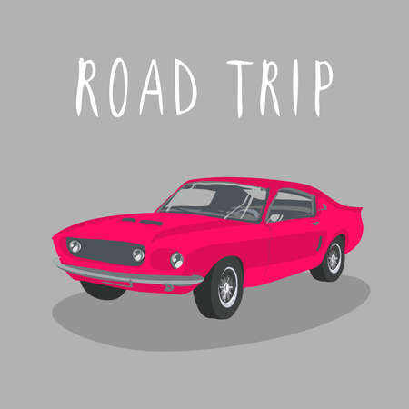 Red retro sports car isolated. Race car. Boys toys. Vector illustrationのイラスト素材