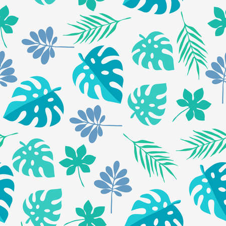 Tropical seamless pattern with exotic leaves. Vector illustrationのイラスト素材