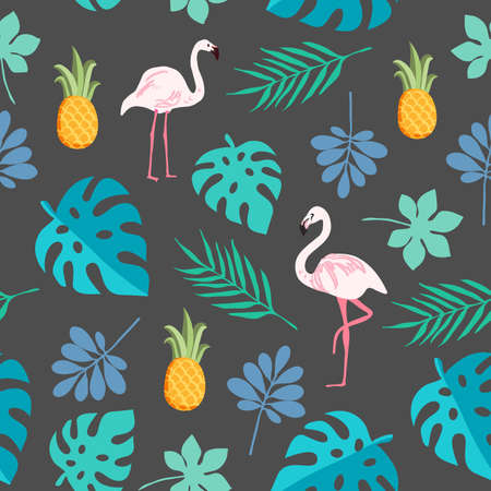 Colorful cute tropical summer seamless pattern background