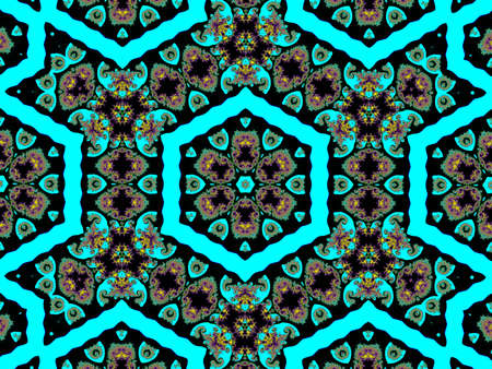 Patterned fractal ornament in blue toneの写真素材
