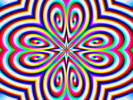 Rainbow geometric ornament in psychedelic colorsの写真素材